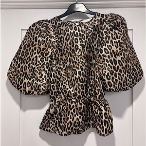 Leopard Print Taffeta Blouse